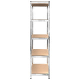 5-Layer Shelves 4 pcs Silver Steel and Engineered Wood - Rear View