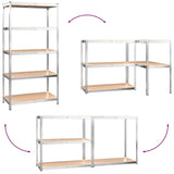 5-Layer Shelves 4 pcs Silver Steel and Engineered Wood - Close-Up Angle