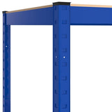5-Layer Shelves 3 pcs Blue Steel&Engineered Wood - Low Angle