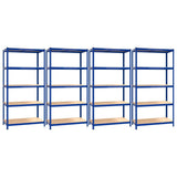 5-Layer Shelves 4 pcs Blue Steel&Engineered Wood