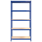 5-Layer Shelves 4 pcs Blue Steel&Engineered Wood - 45-Degree Angle