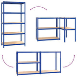 5-Layer Shelves 4 pcs Blue Steel&Engineered Wood - Extra Image