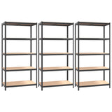 5-Layer Shelves 3 pcs Anthracite Steel&Engineered Wood