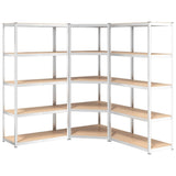 5-Layer Shelves 3 pcs Silver Steel and Engineered Wood