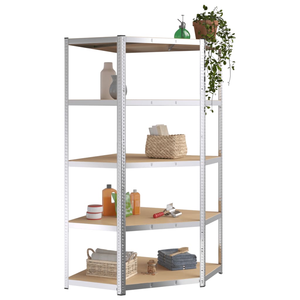 5-Layer Shelves 3 pcs Silver Steel and Engineered Wood