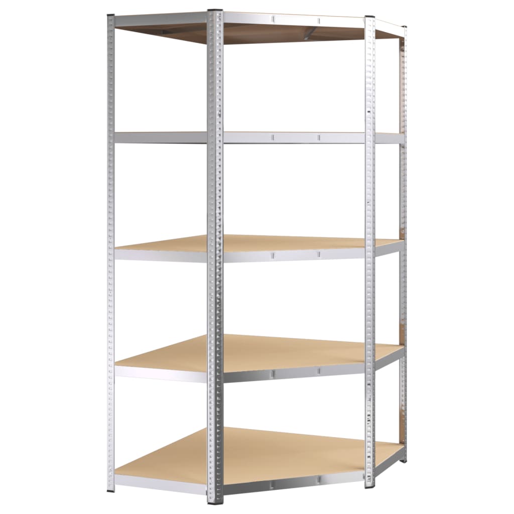 5-Layer Shelves 3 pcs Silver Steel and Engineered Wood