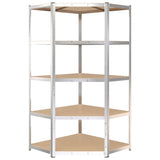 5-Layer Shelves 3 pcs Silver Steel and Engineered Wood - Low Angle