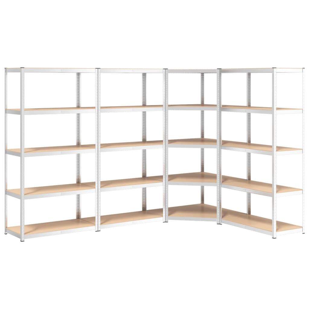 5-Layer Shelves 4 pcs Silver Steel and Engineered Wood