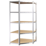5-Layer Shelves 5 pcs Silver Steel and Engineered Wood - Close-Up Angle