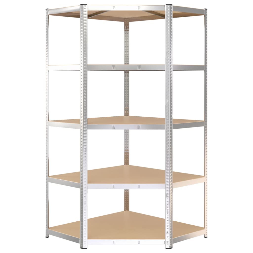 5-Layer Shelves 5 pcs Silver Steel and Engineered Wood