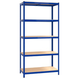 5-Layer Shelves 2 pcs Blue Steel&Engineered Wood - 45-Degree Angle