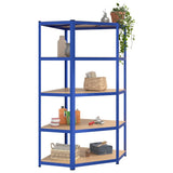 5-Layer Shelves 3 pcs Blue Steel&Engineered Wood - Top-Down View