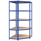 5-Layer Shelves 3 pcs Blue Steel&Engineered Wood - Close-Up Angle