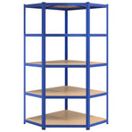 5-Layer Shelves 4 pcs Blue Steel&Engineered Wood