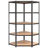 5-Layer Shelves 5 pcs Anthracite Steel&Engineered Wood - Low Angle