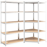 5-Layer Shelves 2 pcs Silver Steel and Engineered Wood - Front View