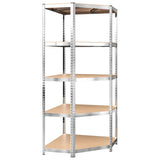 5-Layer Shelves 2 pcs Silver Steel and Engineered Wood - Close-Up Angle