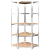 5-Layer Shelves 2 pcs Silver Steel and Engineered Wood - Extra Image