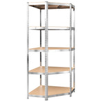 5-Layer Shelves 4 pcs Silver Steel and Engineered Wood
