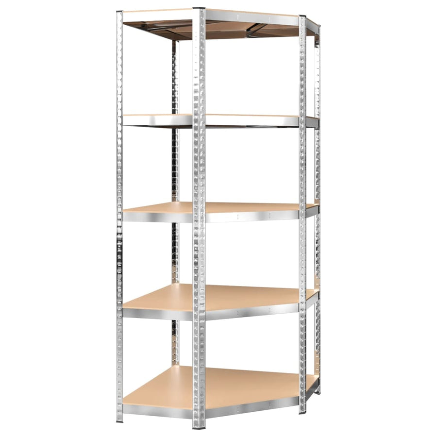 5-Layer Shelves 4 pcs Silver Steel and Engineered Wood