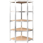 5-Layer Shelves 4 pcs Silver Steel and Engineered Wood