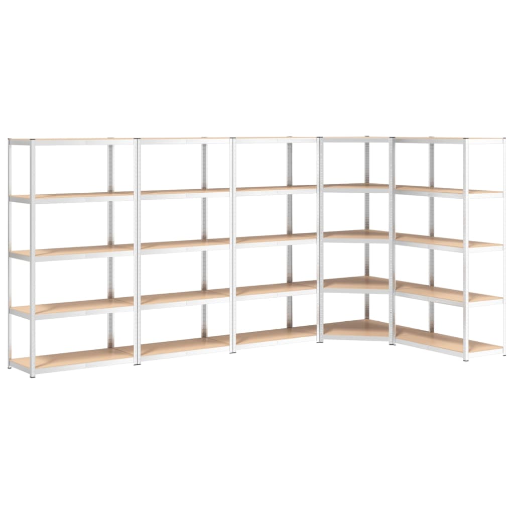 5-Layer Shelves 5 pcs Silver Steel and Engineered Wood