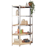 5-Layer Shelves 5 pcs Silver Steel and Engineered Wood - Top-Down View