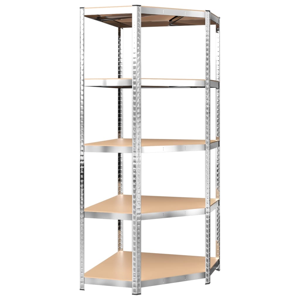 5-Layer Shelves 5 pcs Silver Steel and Engineered Wood