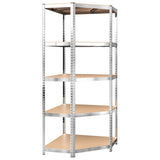 5-Layer Shelves 5 pcs Silver Steel and Engineered Wood