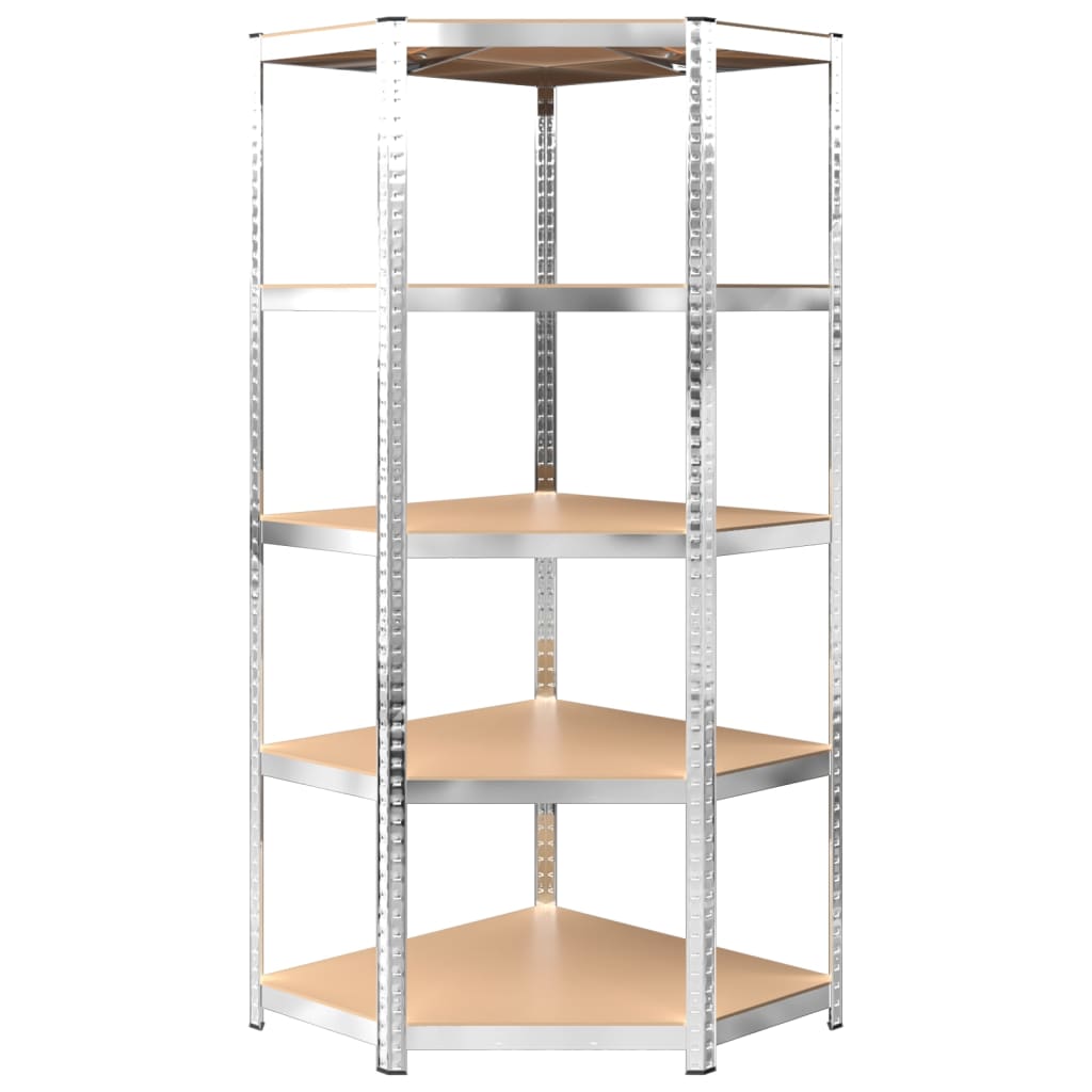 5-Layer Shelves 5 pcs Silver Steel and Engineered Wood