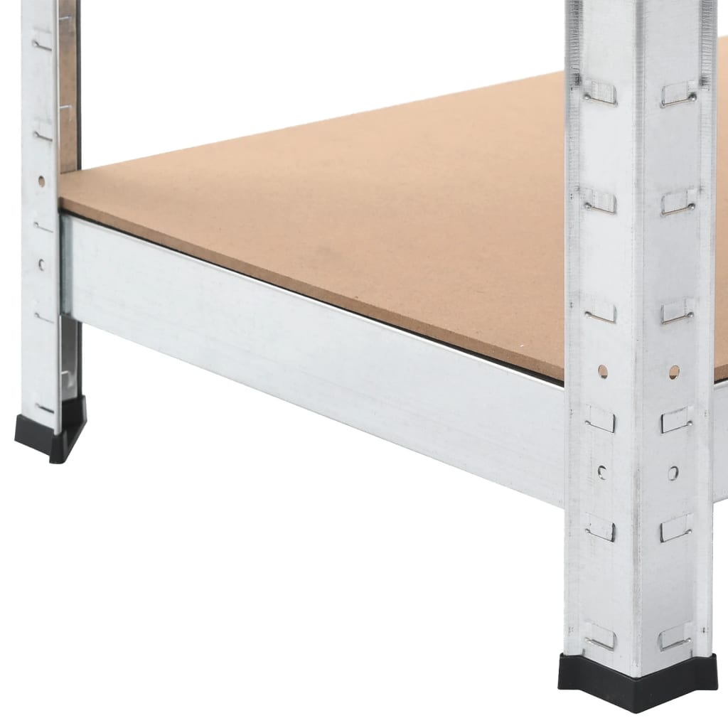 5-Layer Shelves 5 pcs Silver Steel and Engineered Wood
