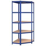 5-Layer Shelves 3 pcs Blue Steel&Engineered Wood - Close-Up Angle