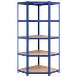 5-Layer Shelves 3 pcs Blue Steel&Engineered Wood