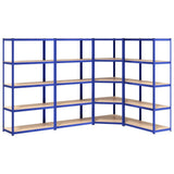 5-Layer Shelves 4 pcs Blue Steel&Engineered Wood - Front View