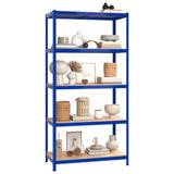 5-Layer Shelves 4 pcs Blue Steel&Engineered Wood