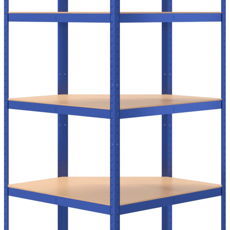 5-Layer Shelves 4 pcs Blue Steel&Engineered Wood
