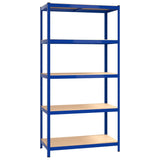 5-Layer Shelves 4 pcs Blue Steel&Engineered Wood - 45-Degree Angle