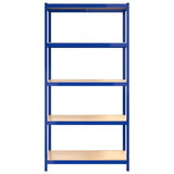5-Layer Shelves 4 pcs Blue Steel&Engineered Wood
