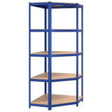 5-Layer Shelves 4 pcs Blue Steel&Engineered Wood - Close-Up Angle