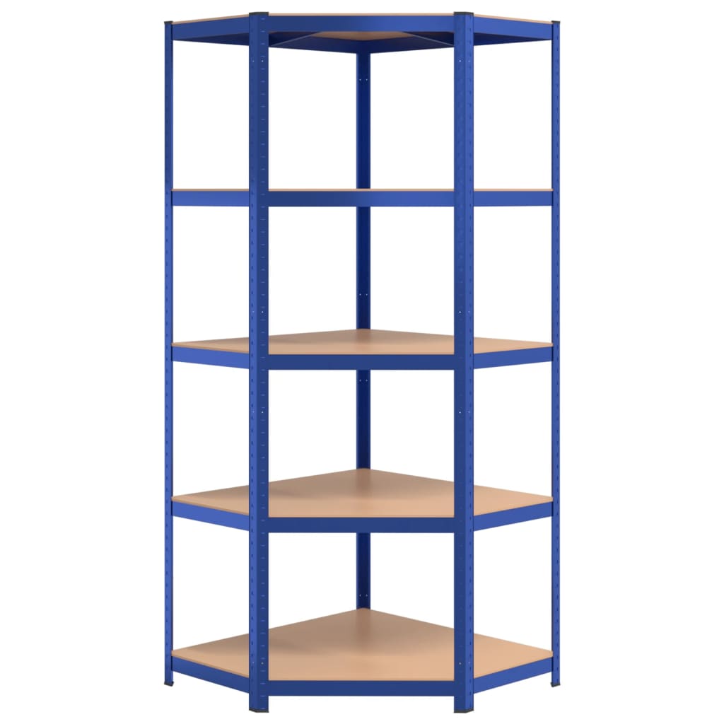 5-Layer Shelves 4 pcs Blue Steel&Engineered Wood