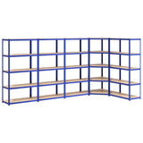 5-Layer Shelves 5 pcs Blue Steel&Engineered Wood - Front View