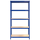 5-Layer Shelves 5 pcs Blue Steel&Engineered Wood - Rear View
