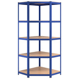 5-Layer Shelves 5 pcs Blue Steel&Engineered Wood - Low Angle