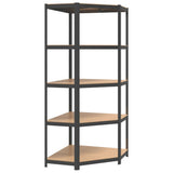 5-Layer Shelves 2 pcs Anthracite Steel&Engineered Wood - Close-Up Angle