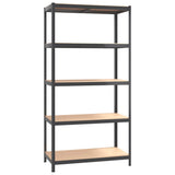 5-Layer Shelves 3 pcs Anthracite Steel&Engineered Wood - 45-Degree Angle