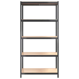 5-Layer Shelves 4 pcs Anthracite Steel&Engineered Wood - Rear View