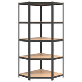 5-Layer Shelves 4 pcs Anthracite Steel&Engineered Wood - Low Angle