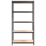 5-Layer Shelves 5 pcs Anthracite Steel&Engineered Wood - Rear View