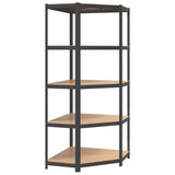 5-Layer Shelves 5 pcs Anthracite Steel&Engineered Wood - Close-Up Angle