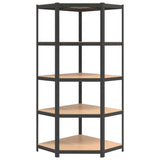5-Layer Shelves 5 pcs Anthracite Steel&Engineered Wood - Low Angle
